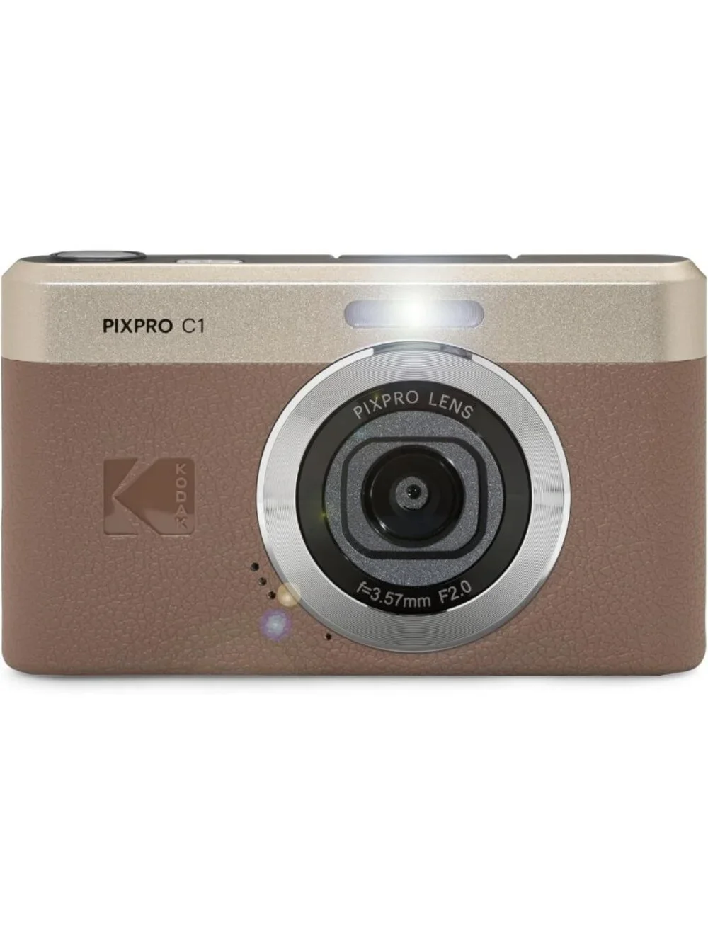 13MP Compact Digital Camera with 26mm Fixed Lens - Stylish Brown Design
